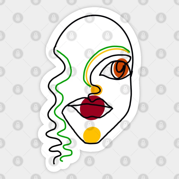 Line drawing of a female girl woman face Sticker by Artonmytee